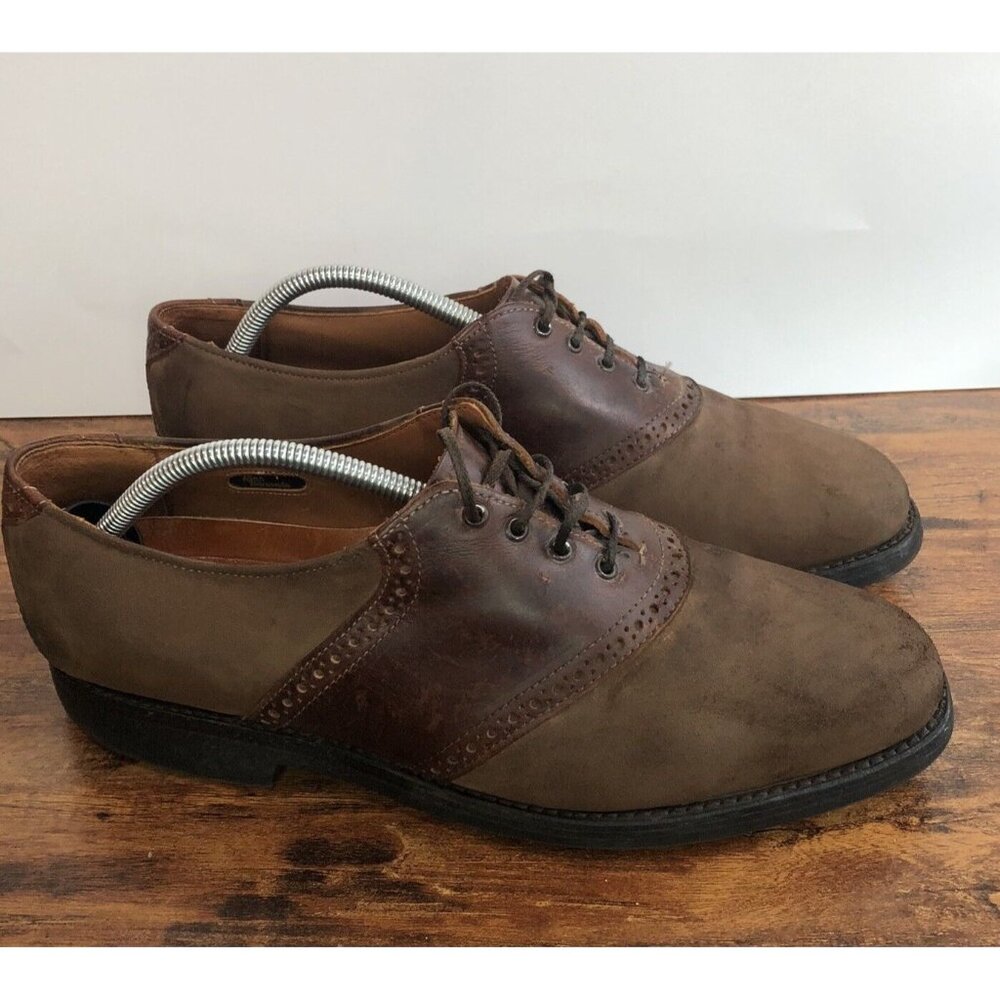Allen Edmonds Prescott Men’s Size 10 D Brown Leather Suede Saddle Shoe‎ Vibram